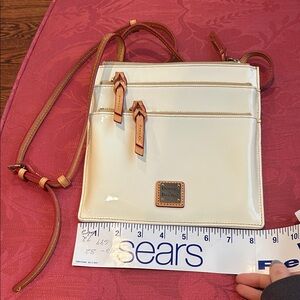 Dooney & Bourke Cream Patent Crossbody with Tan Trim